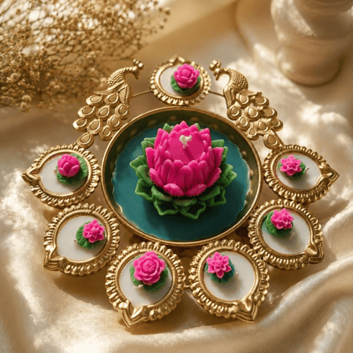 Peacock Lotus Candle Rangoli
