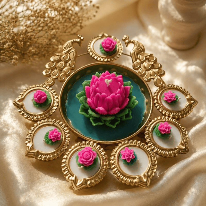 Peacock Lotus Candle Rangoli