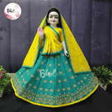 Hand Embroidered Sea Green Poshak for Thakur Ji & Radha Rani