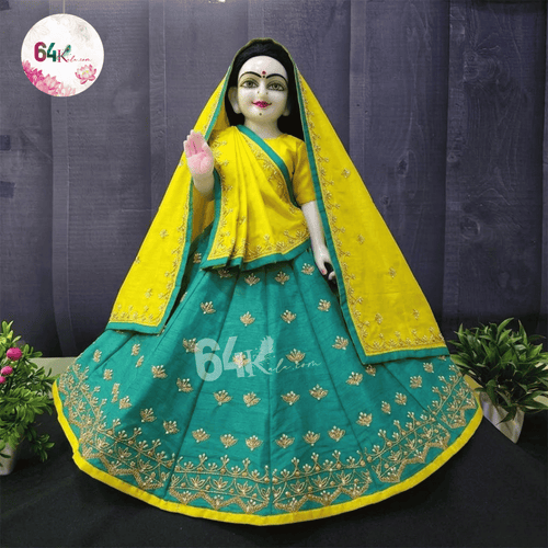Hand Embroidered Sea Green Poshak for Thakur Ji & Radha Rani