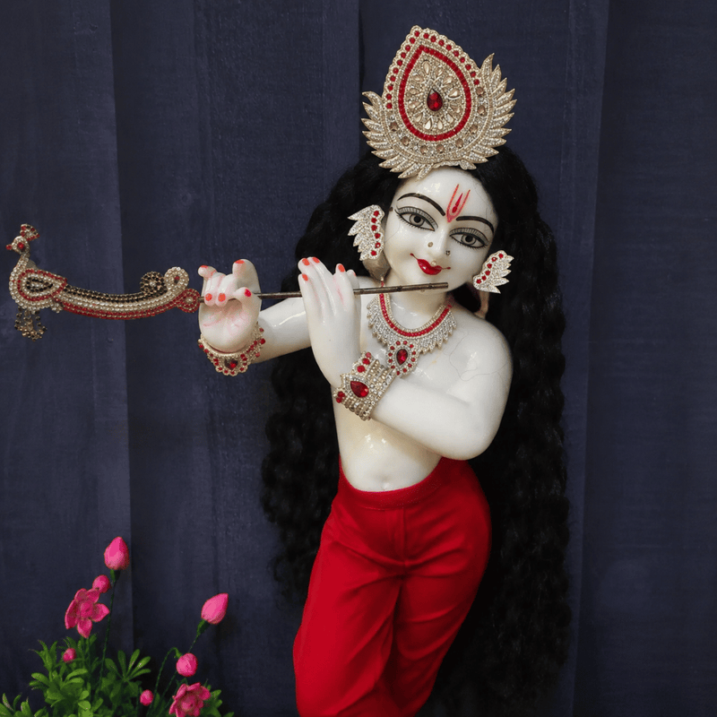 Red Stone Jewellery Set for Krishna ji