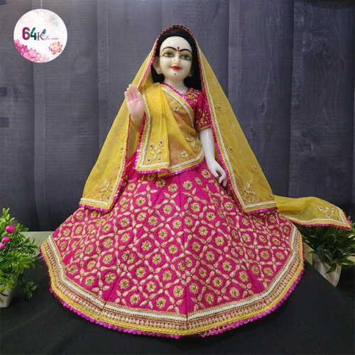 Hand Embroidery Radha Krishna Red Poshak