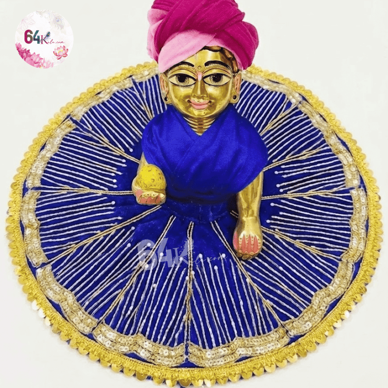 Heavy Hand Embroidered Blue Poshak for Laddu Gopal Ji