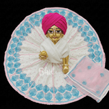 Heavy Hand Embroidered White & Sky-Blue Poshak for Laddu Gopal Ji