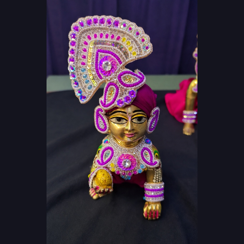 Red Stone Jewellery Set for Krishna ji