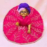 Heavy Hand Embroidered Pink & Golden Poshak for Laddu Gopal Ji