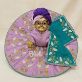 Heavy Hand Embroidery Laddu Gopal ji Lavender & Teal Poshak