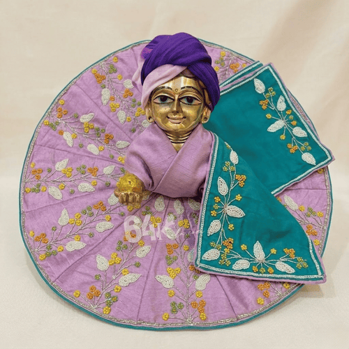 Heavy Hand Embroidery Laddu Gopal ji Lavender & Teal Poshak