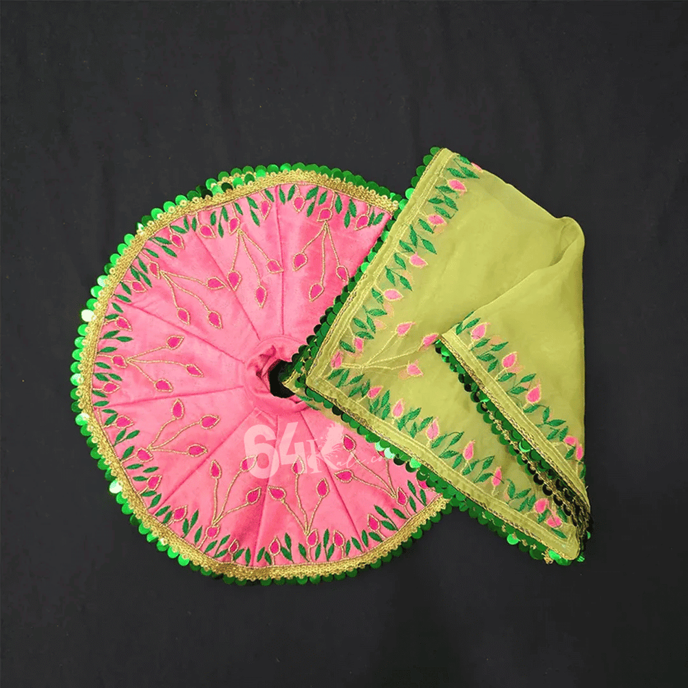 Heavy Hand Embroidered Pink Poshak for Laddu Gopal Ji