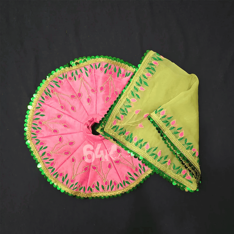 Heavy Hand Embroidered Pink Poshak for Laddu Gopal Ji