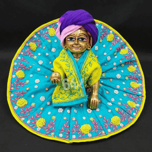 Iris Blue Hand Embroidered Poshak for Laddu Gopal Ji