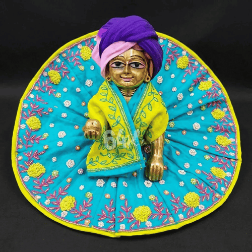 Iris Blue Hand Embroidered Poshak for Laddu Gopal Ji