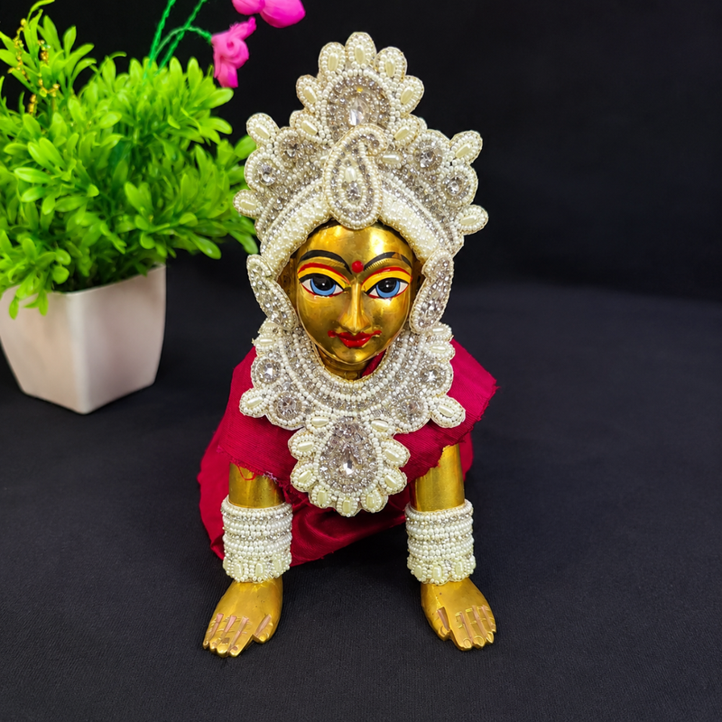 White Stone Jewellery Set For Radha Rani