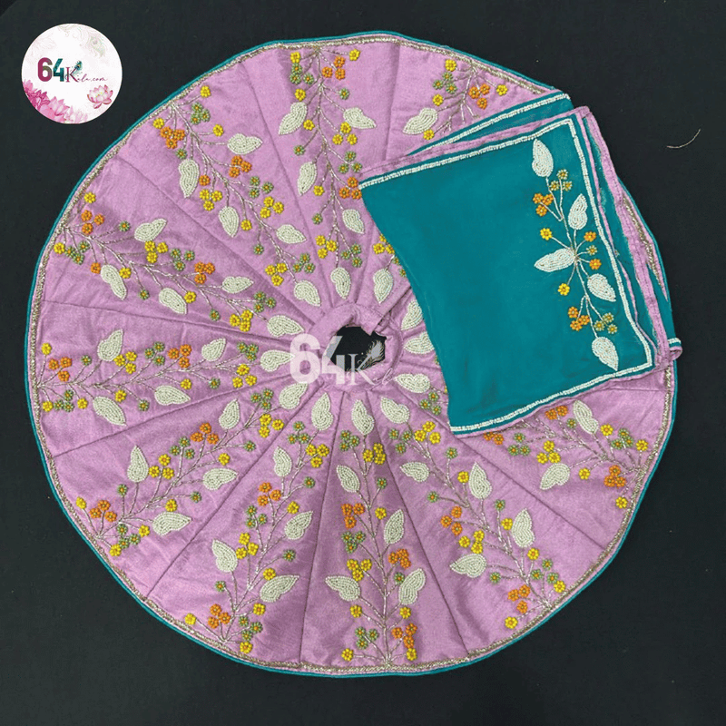 Heavy Hand Embroidery Laddu Gopal ji Lavender & Teal Poshak
