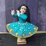 Iris Blue Hand Embroidered Poshak for Thakur Ji & Radha Rani