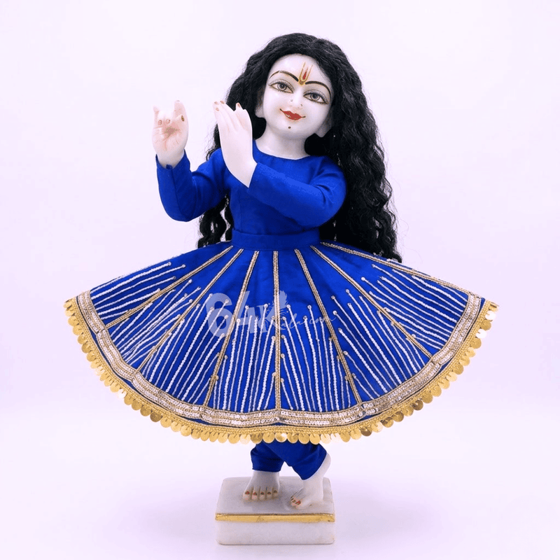 Heavy Hand Embroidered Blue Poshak for Thakur Ji & Radha Rani