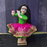 Royal Rani & Dark Green Dupatta Hand Embroidered Poshak for Thakur Ji & Radha Rani