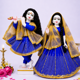 Heavy Hand Embroidered Blue Poshak for Thakur Ji & Radha Rani