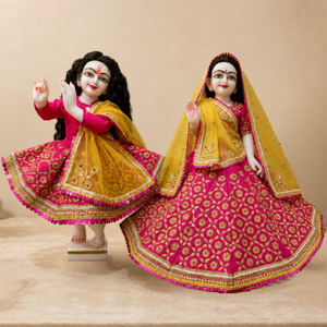 Hand Embroidery Radha Krishna Red Poshak
