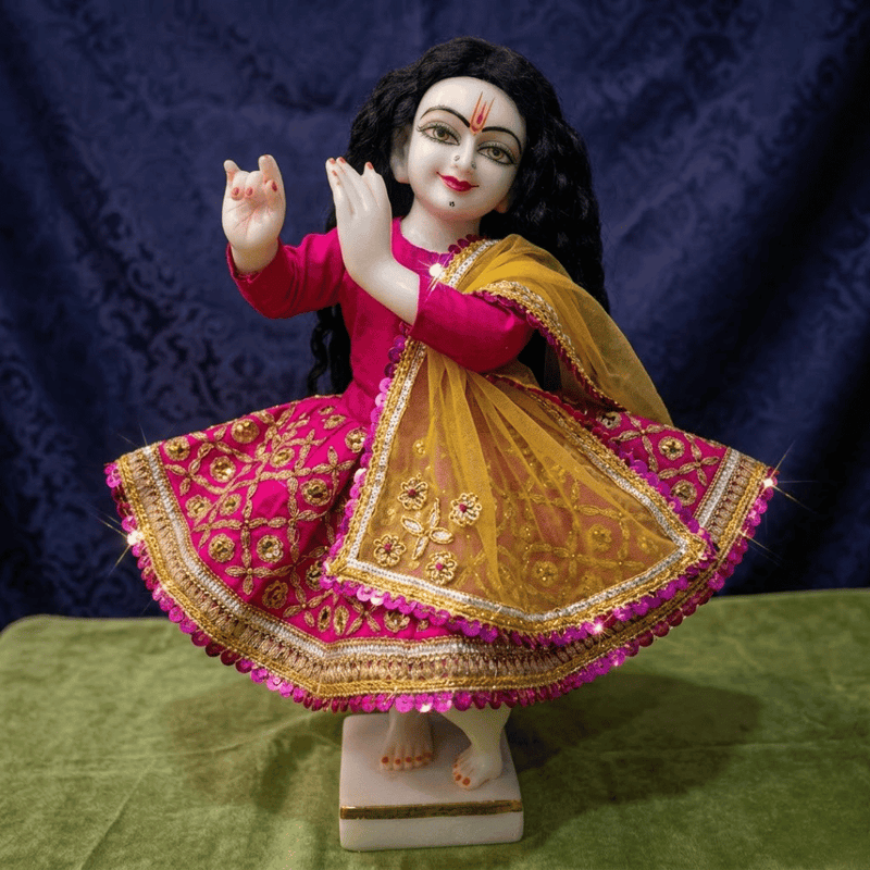 Hand Embroidery Radha Krishna Red Poshak