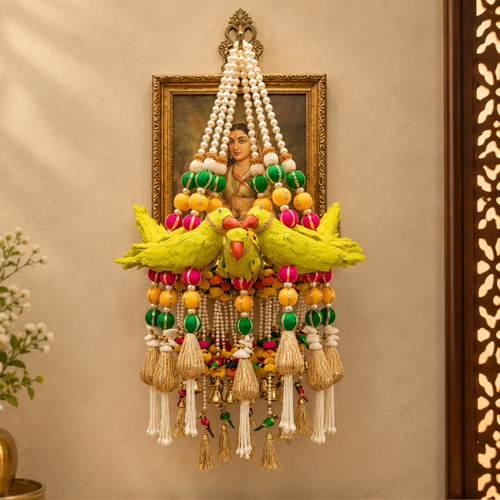Parrot Pair Door Hanging & Shubh Krishna Combo