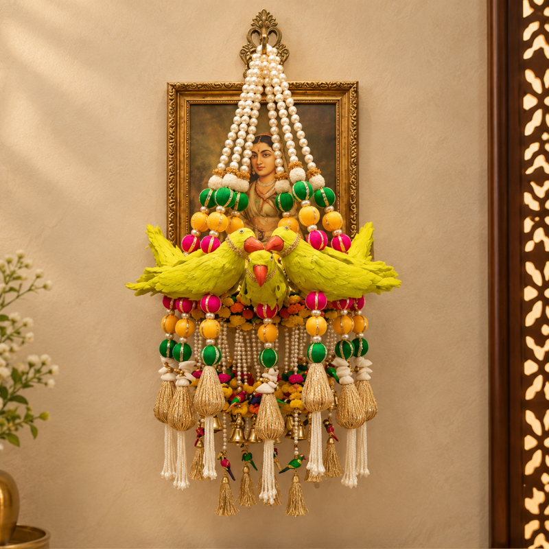 Parrot Pair Door Hanging & Shubh Krishna Combo