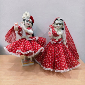 Red Cotton Poshak for Thakur Ji & Radha Rani