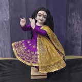 Heavy Hand Embroidered Purple Poshak for Thakur Ji & Radha Rani