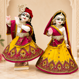 Heavy Hand Embroidered Yellow Poshak for Thakur Ji & Radha Rani