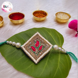 Stylish Square Pearl Rakhi for a Royal Look
