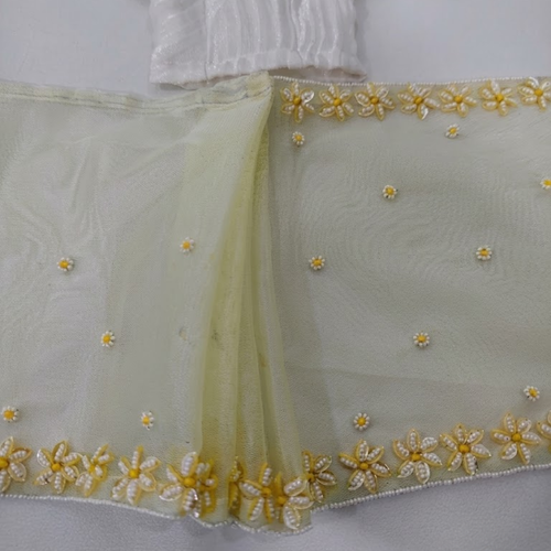 Off White Radha Rani Saree with Thakur Ji Dhoti & Patka