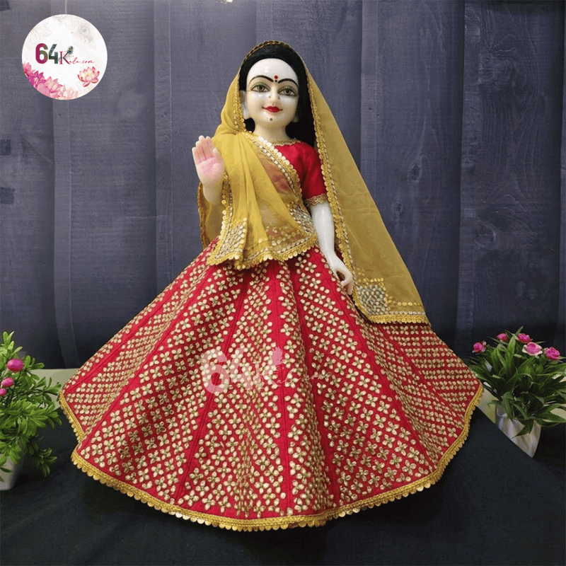 Heavy Hand Embroidered Red & Gold Poshak for Thakur Ji & Radha Rani