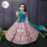 Hand Embroidered Lavender & Teal Poshak for Thakur Ji & Radha Rani
