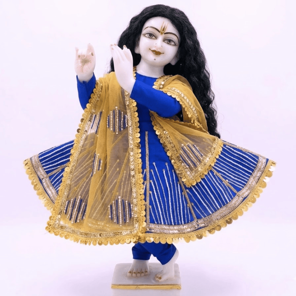 Heavy Hand Embroidered Blue Poshak for Thakur Ji & Radha Rani
