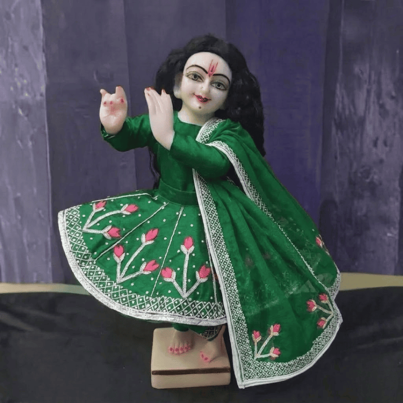Kamadhenu Cow Green Poshak Heavy Hand Embroidery for Thakur Ji & Radha Rani