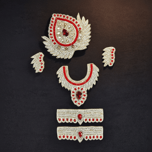 Red Stone Jewellery Set for Krishna ji