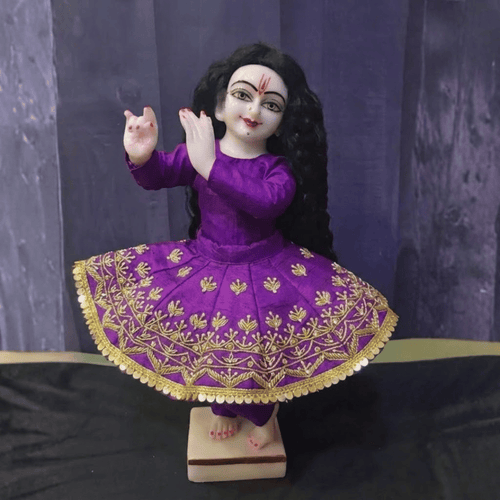 Heavy Hand Embroidered Purple Poshak for Thakur Ji & Radha Rani