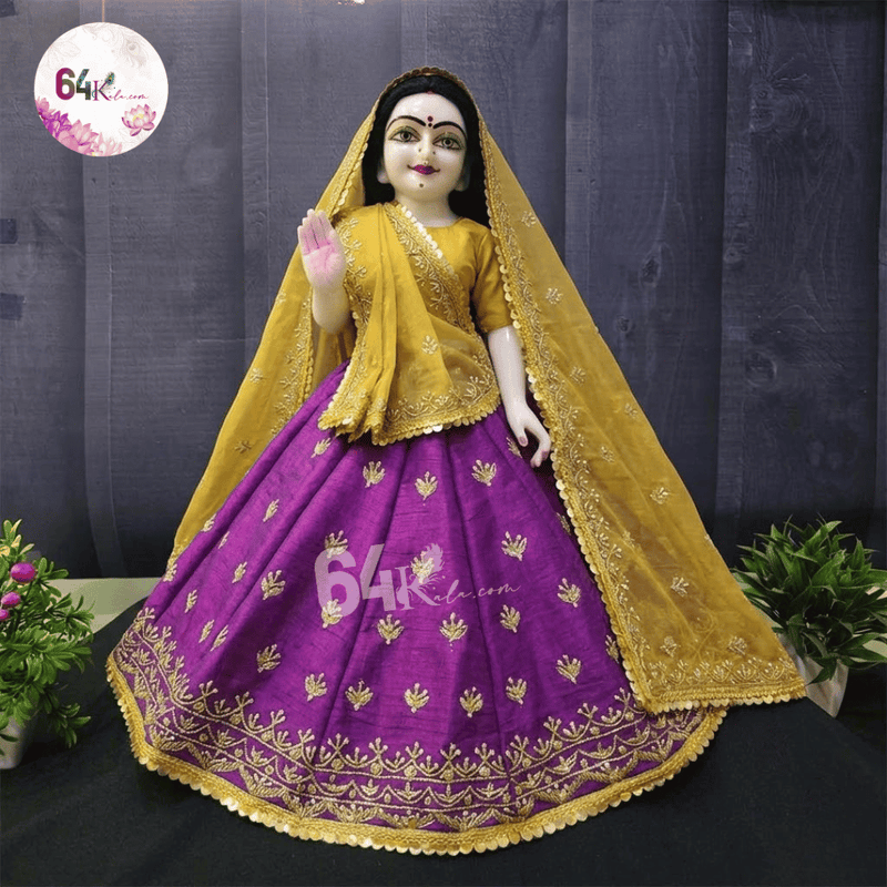 Heavy Hand Embroidered Purple Poshak for Thakur Ji & Radha Rani