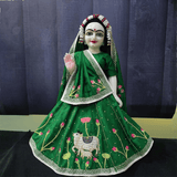 Kamadhenu Cow Green Poshak Heavy Hand Embroidery for Thakur Ji & Radha Rani