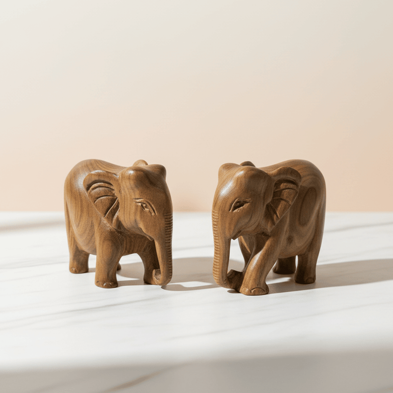 Pure Sandalwood Elephant Set
