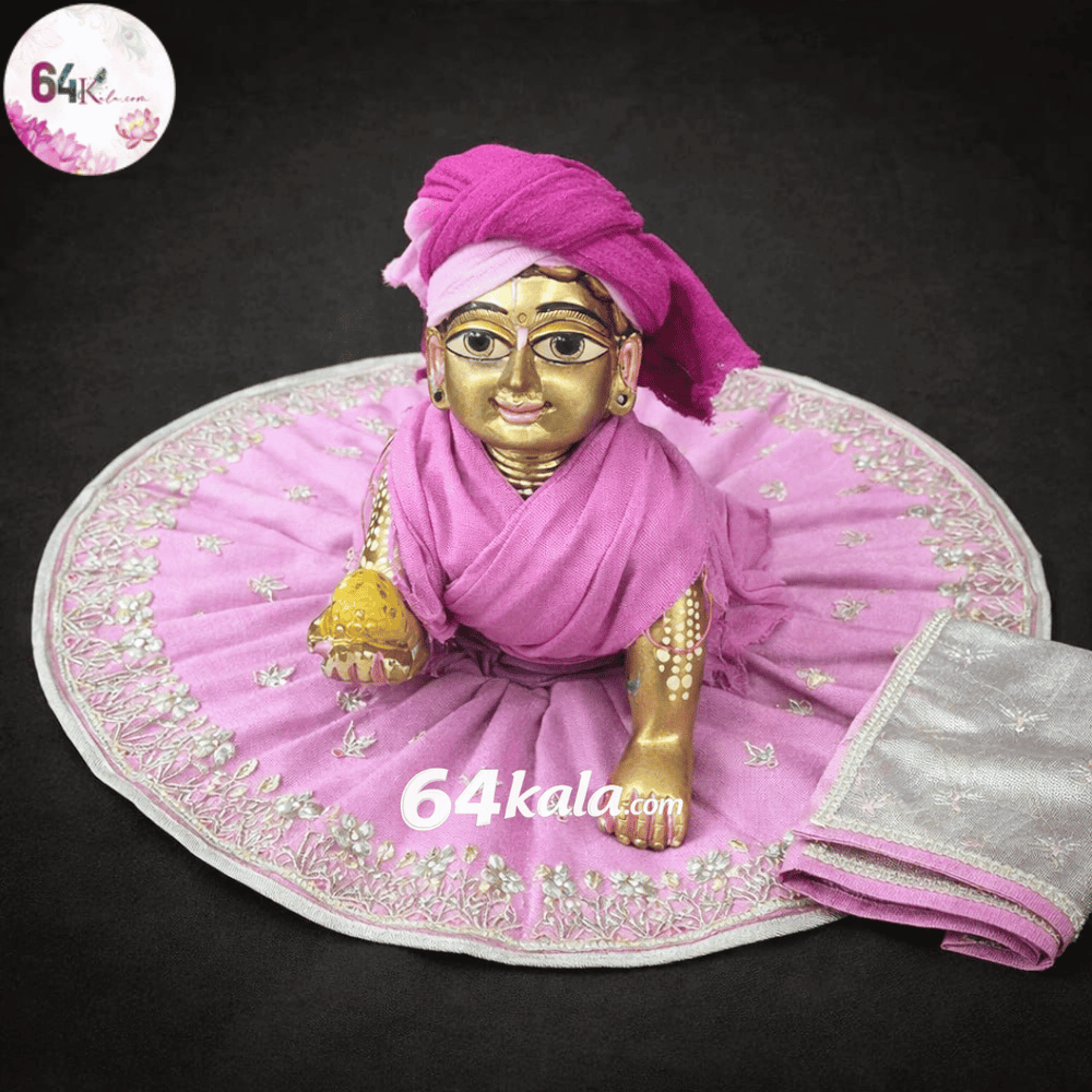 Heavy Hand Embroidered Lavender Poshak for Laddu Gopal Ji