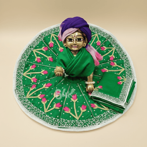 Heavy Hand Embroidered Green Poshak for Laddu Gopal Ji