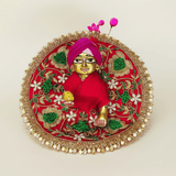 Red Dress with Green & Gold Heavy Hand Embroidery for Laddu Gopal Ji