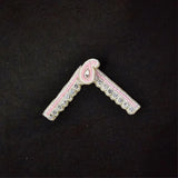 White Pink Radha Krishna Mathapatti Earrings
