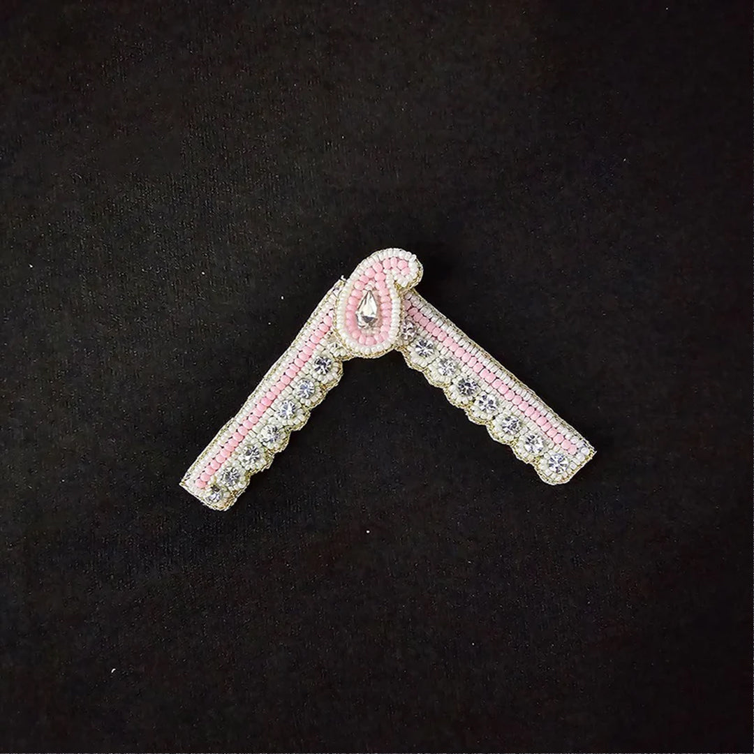 White Pink Radha Krishna Mathapatti Earrings